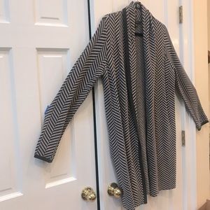 Ann Taylor Mauve & Gray Chevron Open Cardigan
